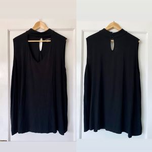 Lane Bryant Black Keyhole Sleeveless Shirt